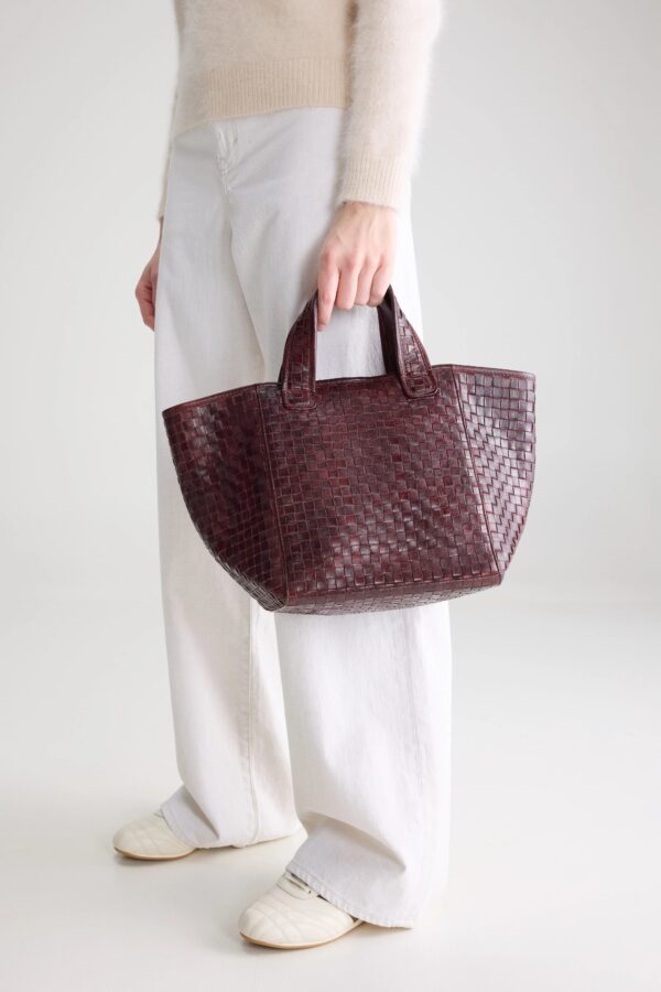 Kub mini woven leather bag (262 / W / WINE)